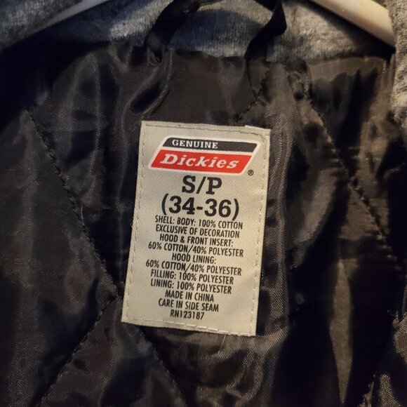 Dickies Quilted Lined Hooded Work Jacket | Black Canvas Workwear | S - Picture 6 of 7